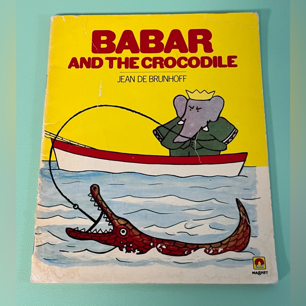 Vintage Babar and the Crocodile, Jean De Brunhoff, Kids Vintage Elephant Book
